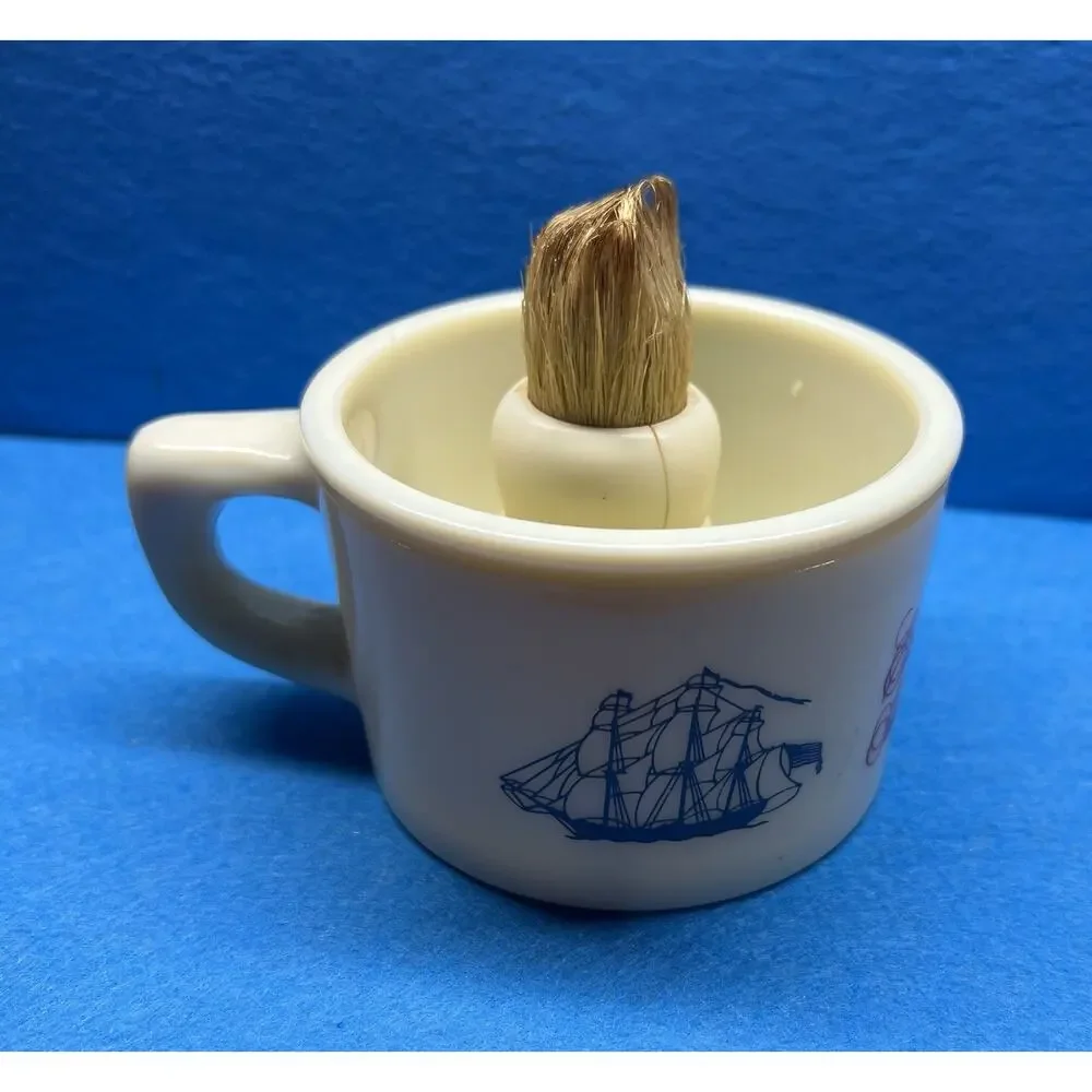 VTG Old Spice Shaving Mug‎ Cup Ship Grand Turk Salem 1786 Shulton USA & Brush